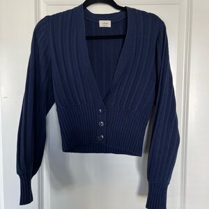 Wilfred Deep Blue Ribbed Cardigan